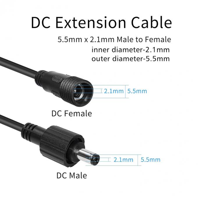 Wasserdicht Männlich-Fraulich DC Jack 5,5x2,1 mm 5,5x2,5 mm 3,5x1,35 mm Stromverlängerungskabel für LED-Licht 3