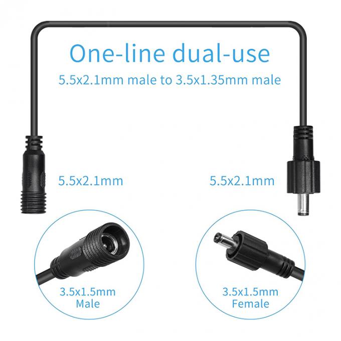 Wasserdicht Männlich-Fraulich DC Jack 5,5x2,1 mm 5,5x2,5 mm 3,5x1,35 mm Stromverlängerungskabel für LED-Licht 2