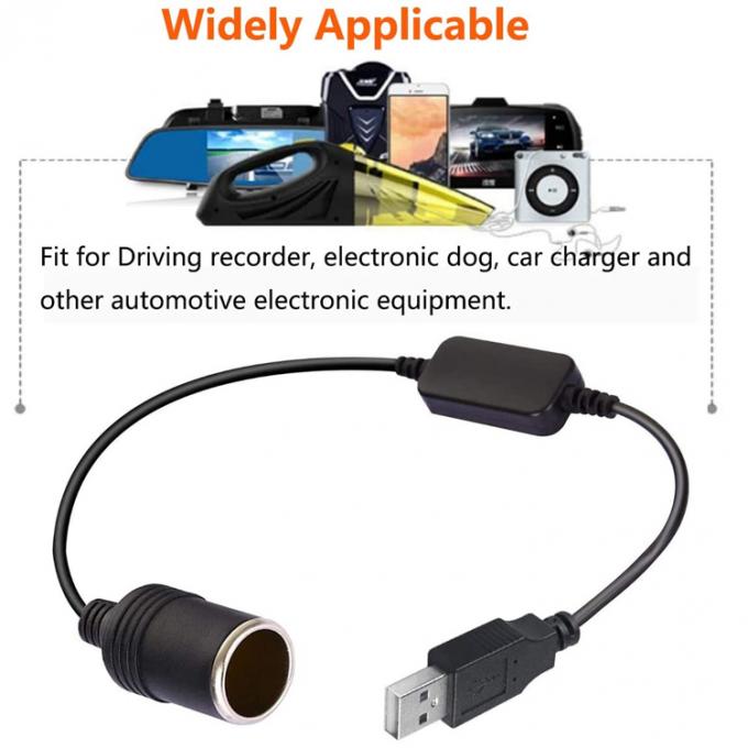 USB A Männlich bis 12V Auto Zigarettenanzünder Steckdose Weibliches Stromumwandlerkabel 4