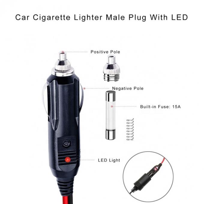 12V 24V 15A Sicherung Auto Zigarette Zünder Männlicher Stecker mit Bleigehalde Draht 2