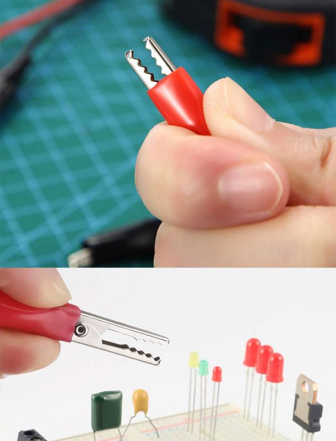 12v doppelgeschaltete schwarze rote elektrische Testleitungen Jumper Draht Alligator Krokodil Clips Kabel 3