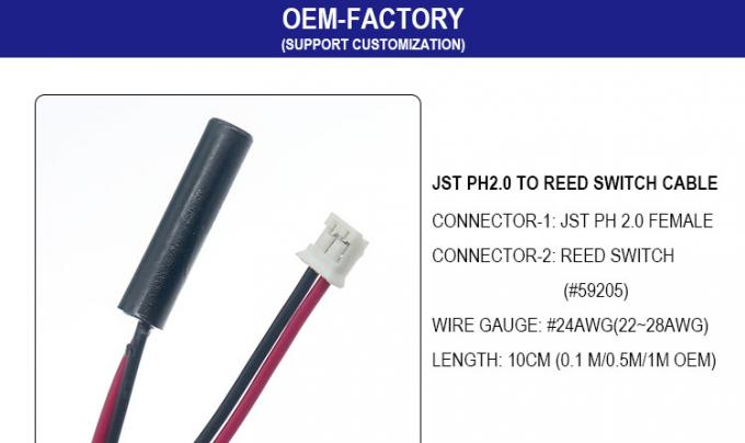 Custom OEM JST PH 2.0 SH ZH XH MX zu magnetischem Reed Switch Sensor Harness Kabel 0
