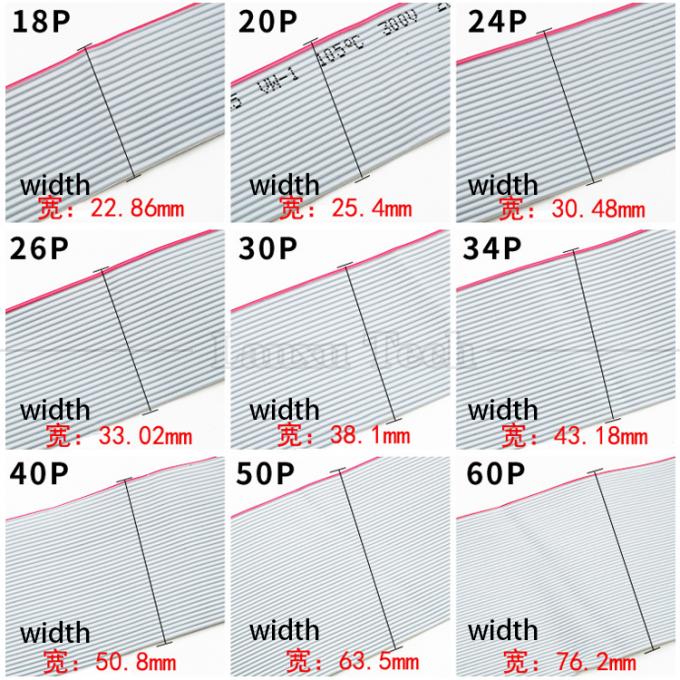 IDC 2,54 mm Stecker 8 10 12 14 16 18 20 30 40 50 60 PIN 1,27 mm Flachbandkabel mit scharfem Grau 3
