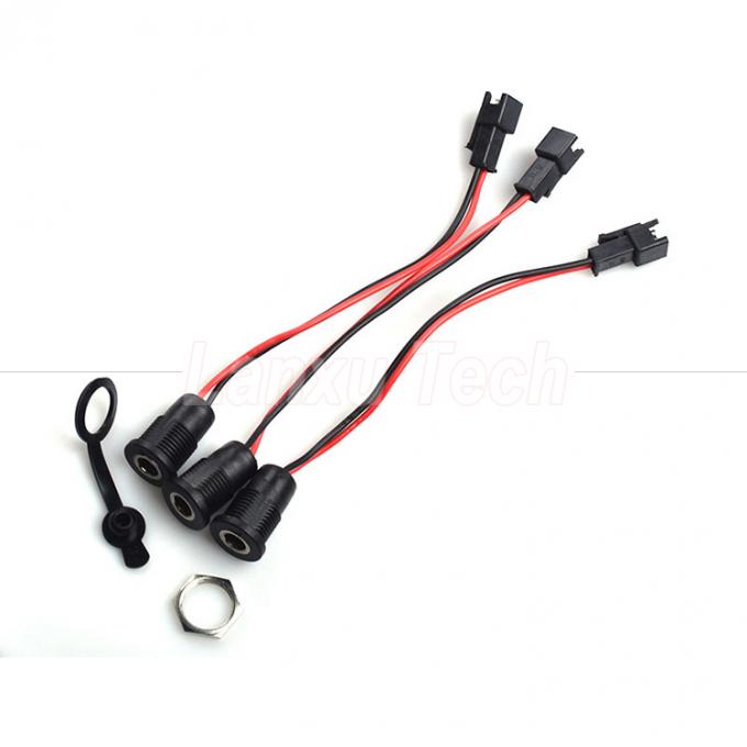 DC 022 5,5x2,1 mm 5,5x2,5 mm weibliche Steckdose mit Gewinde zu JST SM 2 Pinn-Anschlusskabel 3