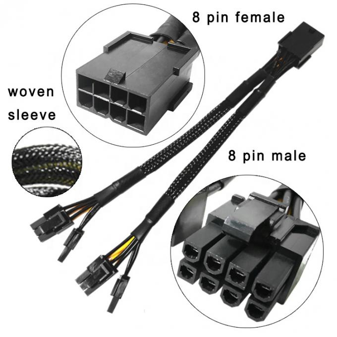 Gewebte Hülle PCIe 8 Pin Weiblich zu Dual 8 Pin Männlich PCI Express Grafik-Video-Karte GPU Stromadapterkabel 0
