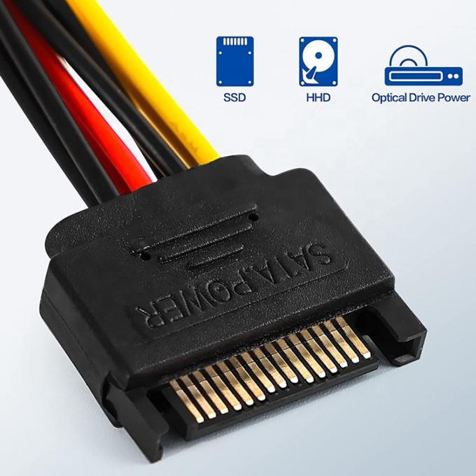Sata 15 Pin Männlich zu Dual Molex 4 Pin Lp4 IDE Weiblich Festplatte Strom Y Adapter Konverterkabel für HDD SSD 2