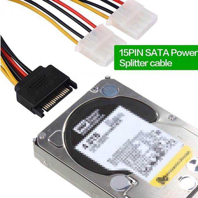 Sata 15 Pin Männlich zu Dual Molex 4 Pin Lp4 IDE Weiblich Festplatte Strom Y Adapter Konverterkabel für HDD SSD 5