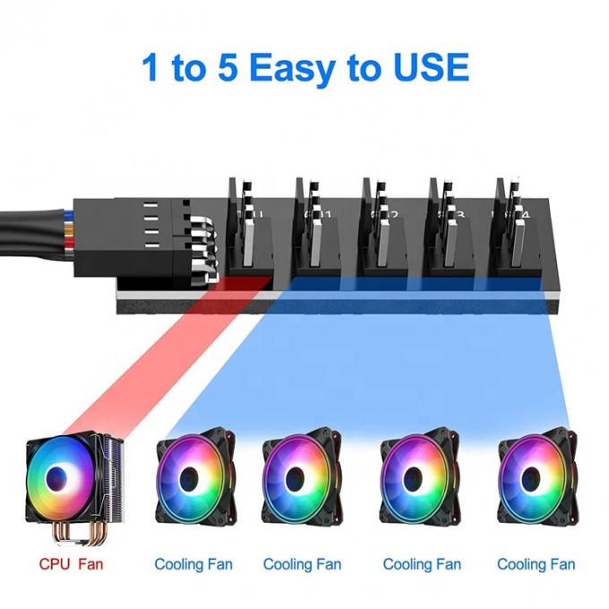 1 bis 5 Wege 4 Pin Splitter PWM PC Lüfter Hub Stromversorgungskabel für ATX Computergehäuse 4 Pin und 3 Pin Kühlventilatoren 2