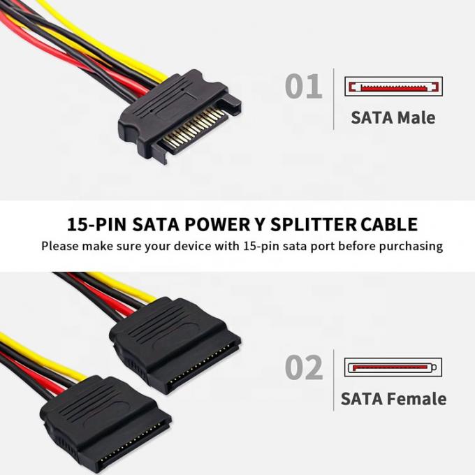 Männliche zu weibliche Daten Sata 15 Pin Power Y Splitter Kabel für Computer HDD SSD PC Gehäuse 3
