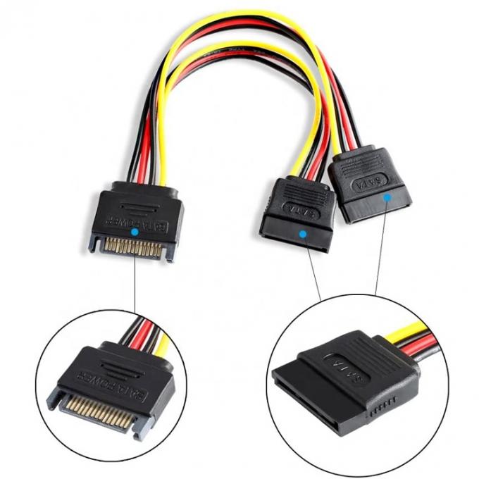 Männliche zu weibliche Daten Sata 15 Pin Power Y Splitter Kabel für Computer HDD SSD PC Gehäuse 2