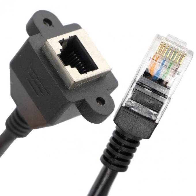 Custom 6FT Schraubverriegelungs-Stud-Netzwerk Ethernet weibliche Steckdose RJ45 Panel Mount Erweiterungskabel 3