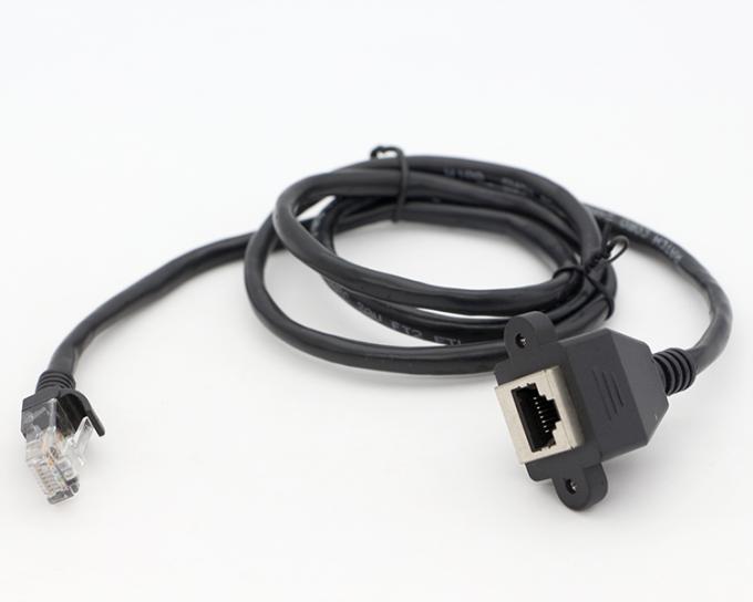 Custom 6FT Schraubverriegelungs-Stud-Netzwerk Ethernet weibliche Steckdose RJ45 Panel Mount Erweiterungskabel 7