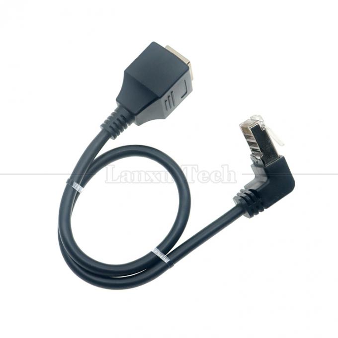 Cat5e nach oben nach unten linker rechten Winkel RJ45 Männlich zu RJ45 weiblich Steckdosenplatte Ethernet-Kabel 0