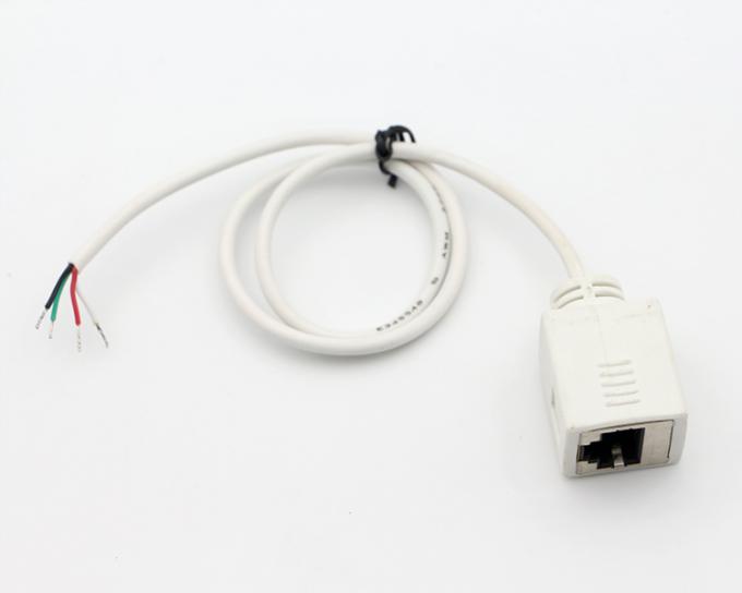 Anpassung Weiß weiblich RJ45 Steckdose zum Öffnen Blechlöterung 4 Drähte Bare End Pigtail Kabel 4
