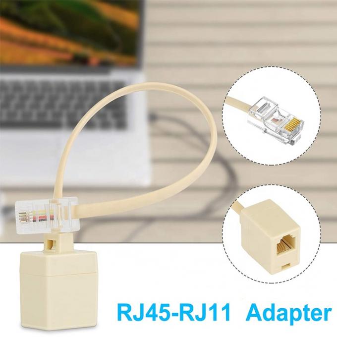 Ethernet RJ45 8P8C Männlich zum Telefon RJ11 4P4C Weiblich Steckdose ADSL-Anschlusswandler Verlängerungskabeladapter 6
