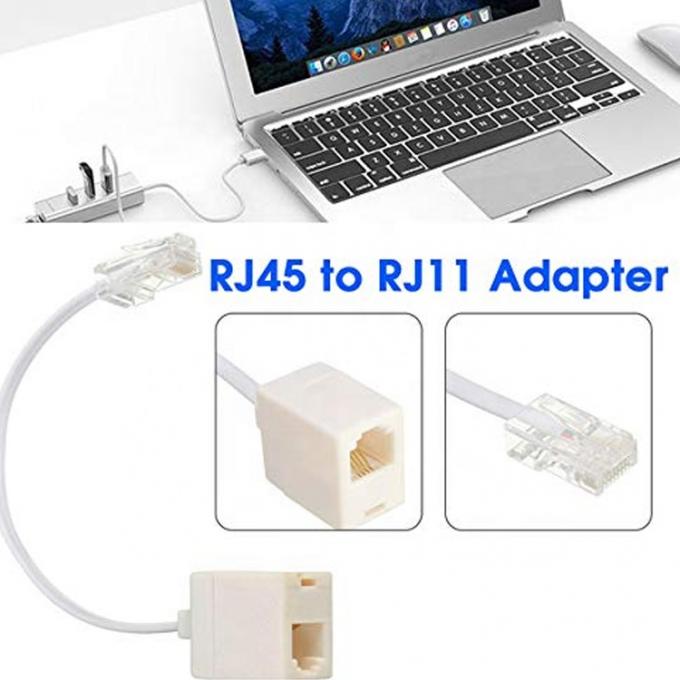 Ethernet RJ45 8P8C Männlich zum Telefon RJ11 4P4C Weiblich Steckdose ADSL-Anschlusswandler Verlängerungskabeladapter 5