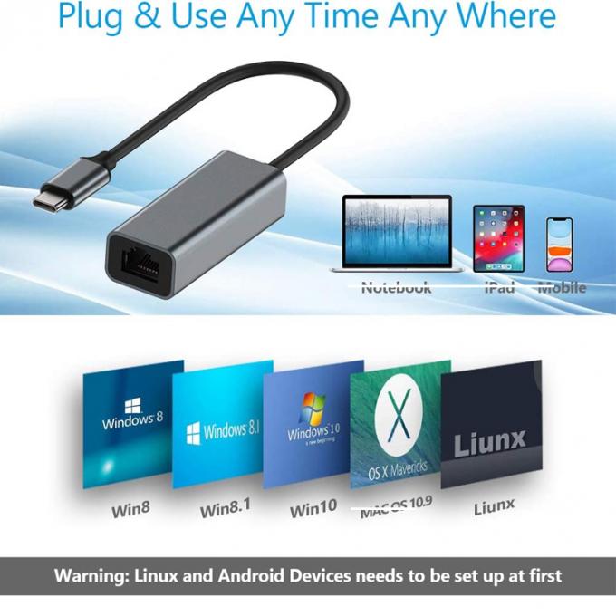 Plug and Play USB 3.0 Typ C Männlich bis Gigabit RJ45 Ethernet Netzwerk-LAN-Adapter für Laptop-Computer 5