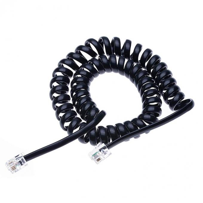 RJ9 4P4C RJ11 Schwarz-Weiß-Spiral Flat Cat3 ADSL Telefonkabel 1