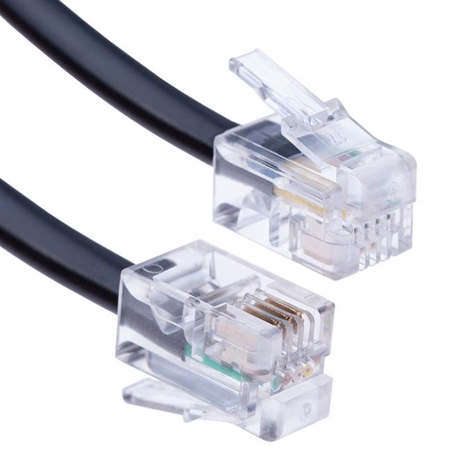RJ9 4P4C RJ11 Schwarz-Weiß-Spiral Flat Cat3 ADSL Telefonkabel 3