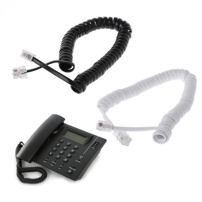 RJ9 4P4C RJ11 Schwarz-Weiß-Spiral Flat Cat3 ADSL Telefonkabel 6