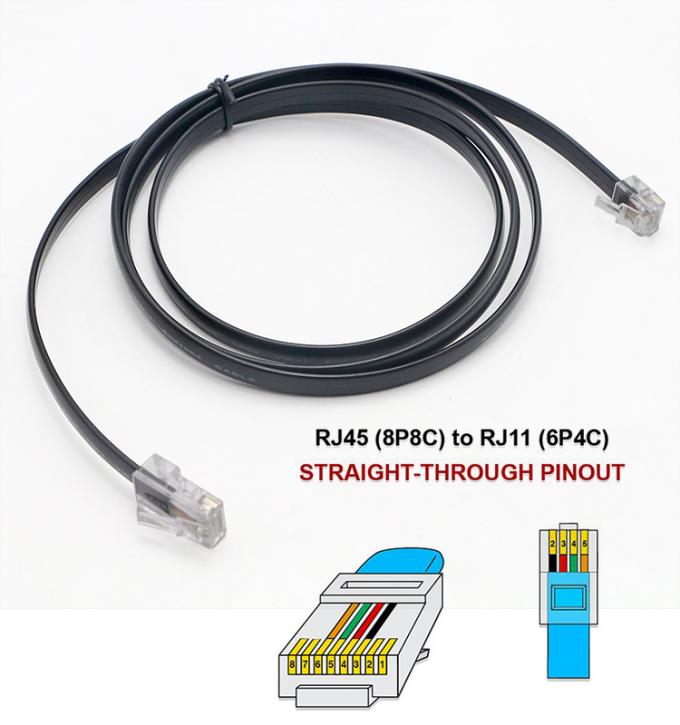 Custom Schwarz RJ45 8P8C auf DSL RJ11 6P4C Telefonmodem Wan Kabel 3