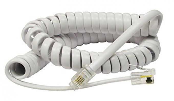 1m 2m 3m Spirale RJ9 4P4C RJ11 Schwarz-Weiß Spirale Flat Cat3 ADSL Telefonkabel 0