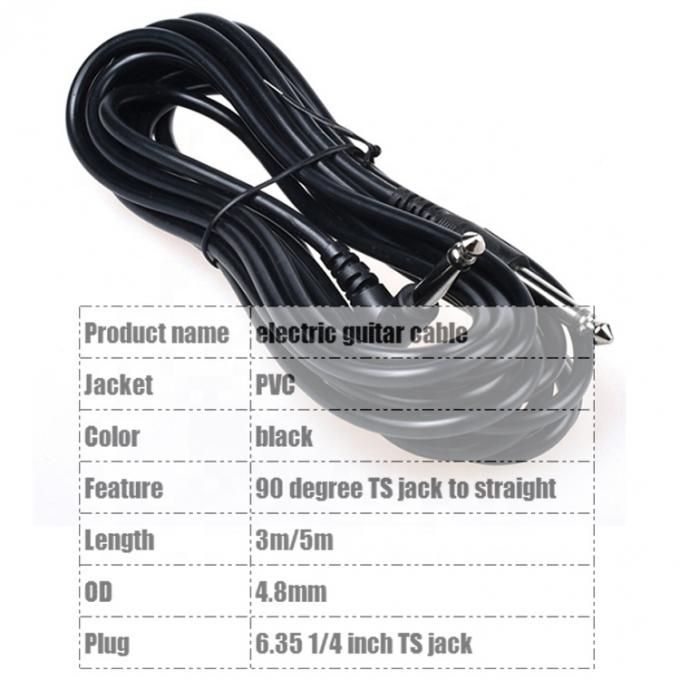1M 3M 5M Langlebig 90 Grad Winkel bis gerade 6,35mm 1/4 TS Jack Instrument Patch Gitarrenkabel 1