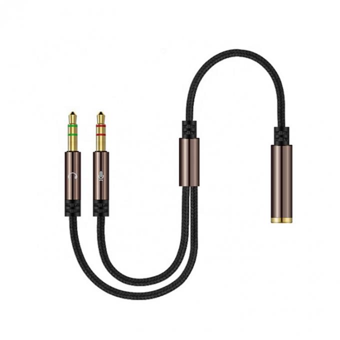 Hochwertiges Nylon geflochtenes Splitter 1 weiblich auf 2 männlich Kopfhörer 3,5 mm Jack Audio Mikrofonkabel für Telefon 3