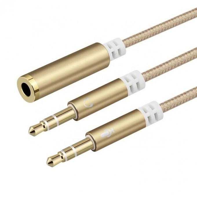 Hochwertiges Nylon geflochtenes Splitter 1 weiblich auf 2 männlich Kopfhörer 3,5 mm Jack Audio Mikrofonkabel für Telefon 2