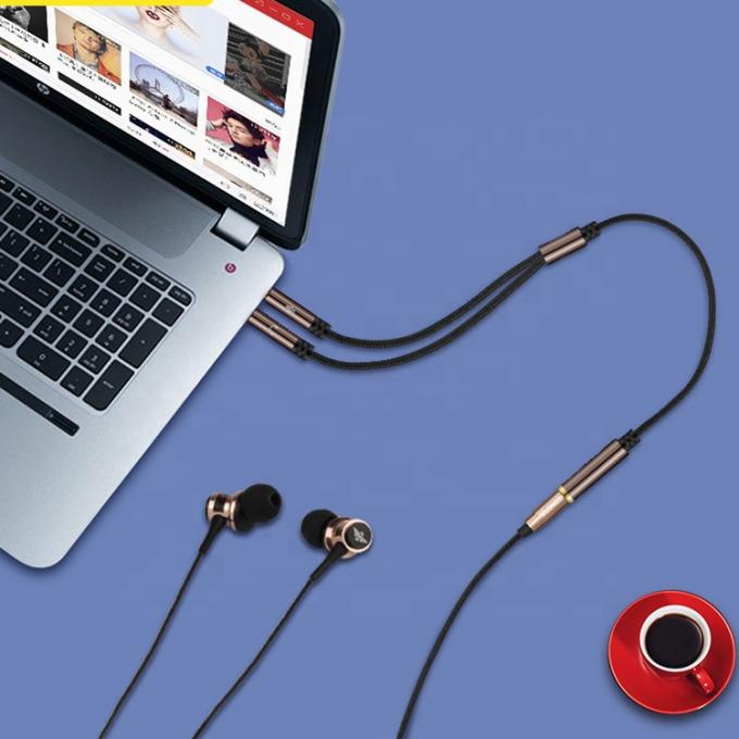 Hochwertiges Nylon geflochtenes Splitter 1 weiblich auf 2 männlich Kopfhörer 3,5 mm Jack Audio Mikrofonkabel für Telefon 4