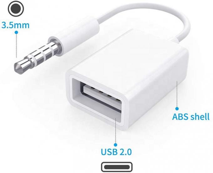 USB 2.0 weiblich auf 3,5 mm Jack 3 Pole AUX Converter Adapter für Auto-Audio-Lautsprecher 4