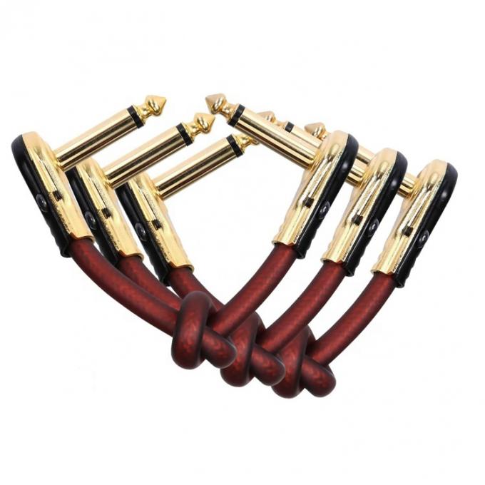 1/4 Zentimeter goldene rechte Winkel Mono TS Jack Instrument Schnur Gitarren Patch Kabel 3
