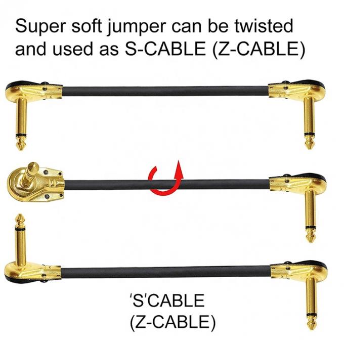 1/4 Zentimeter goldene rechte Winkel Mono TS Jack Instrument Schnur Gitarren Patch Kabel 5