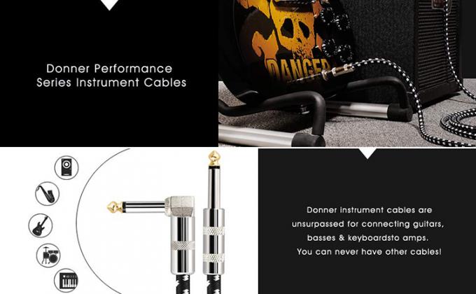 OEM 1M 1/4 Zoll 6,35mm TS Rechtswinkel Instrument Zubehör Bassverstärker Pedal Gitarre Jack Patch Kabel 3