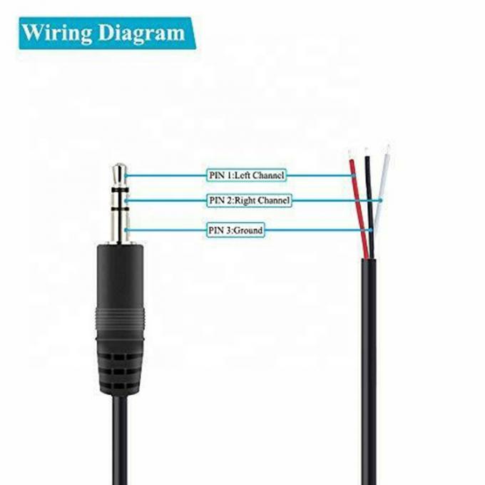 TRS 2 Pole Stereo Audio Jack 3,5 mm Männlich Stecker zum entklebten ausgegrabenen nackten Draht Open End Kabel 1