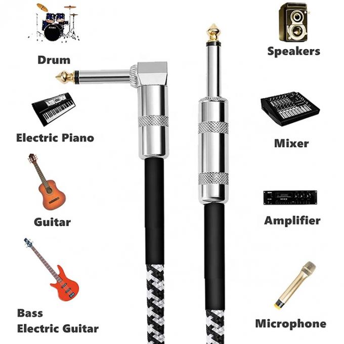 Dauerhafte geflochtenen rechten Winkel auf gerade 3M 10FT 1/4 Zoll TS Jack Musikinstrument Elektro-Gitarrenkabel 0