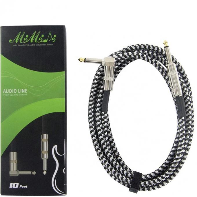 Dauerhafte geflochtenen rechten Winkel auf gerade 3M 10FT 1/4 Zoll TS Jack Musikinstrument Elektro-Gitarrenkabel 4