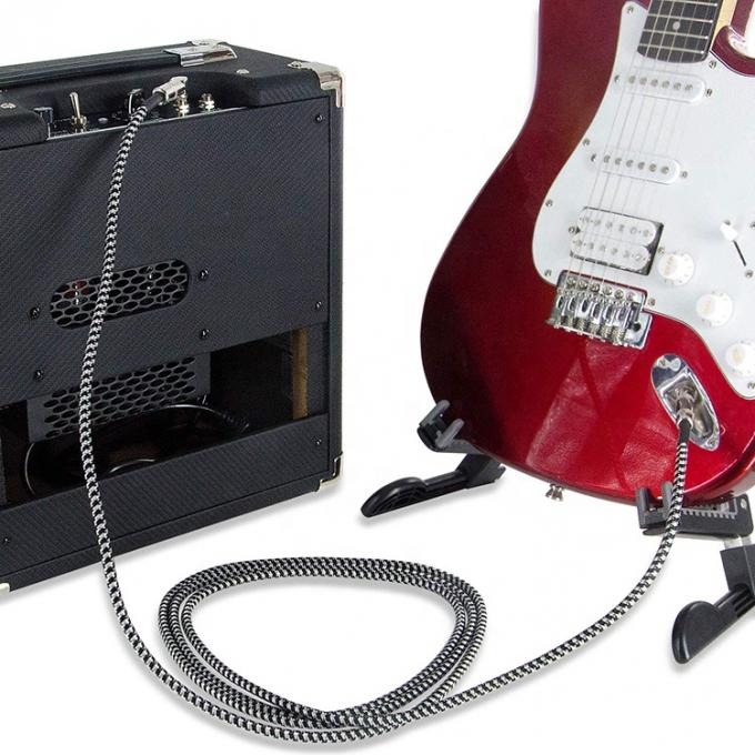 Dauerhafte geflochtenen rechten Winkel auf gerade 3M 10FT 1/4 Zoll TS Jack Musikinstrument Elektro-Gitarrenkabel 5