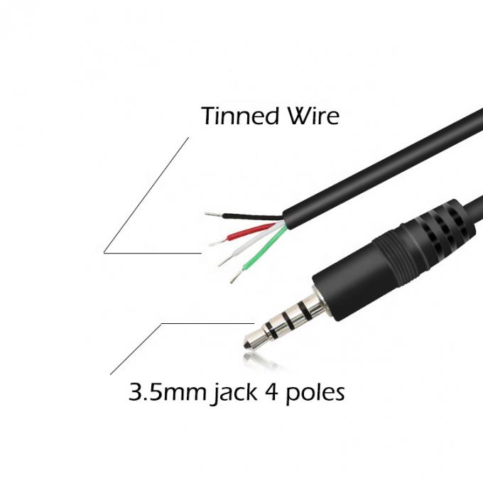 Custom 4 Pole TRRS 3.5mm Stereo Audio Jack zu Stripped Pigtail Zinkgewebe Bar Wire End Kabel 1