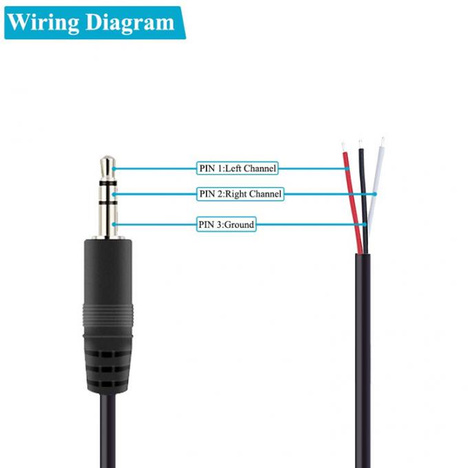 Custom 3 Pole 3.5mm Stereo Audio Jack zu Stripped Pigtail Zinnige Bar Wire End Kabel 1