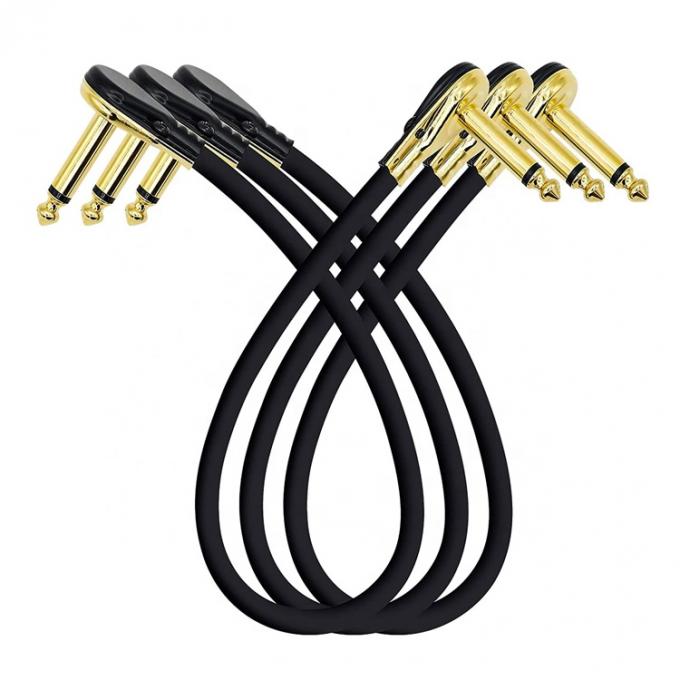 Kurzgoldener Rechtswinkel Mono TS Jack Instrument Gitarrenpatch Kabel für Gitarren Effekte Pedal Board 0