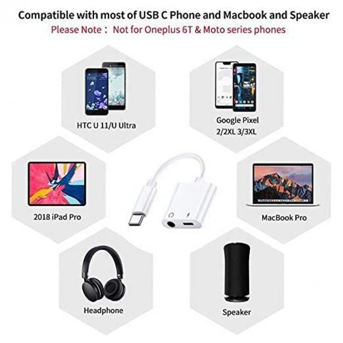 2 in 1 USB C bis 3,5 mm Jack AUX Kopfhörer Kopfhörer-Dongle Adapter für Samsung Note Goole Pixel 4 4XL 3 3XL 2 2XL 5
