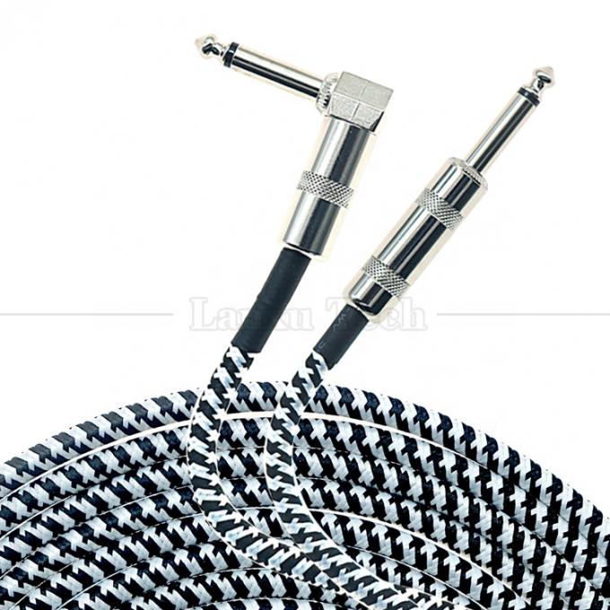 3M Drehwinkel geflochtenes Metall 6,35mm 1/4 TS Jack Audio Elektro-Gitarren-Effekt-Instrument Bass-Verstärker Patch Blei-Kabel 1