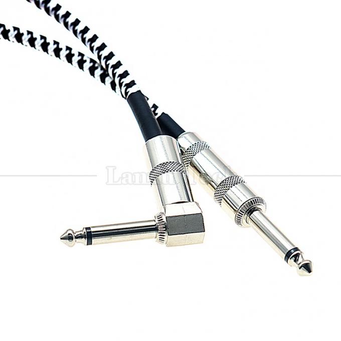 3M Drehwinkel geflochtenes Metall 6,35mm 1/4 TS Jack Audio Elektro-Gitarren-Effekt-Instrument Bass-Verstärker Patch Blei-Kabel 3