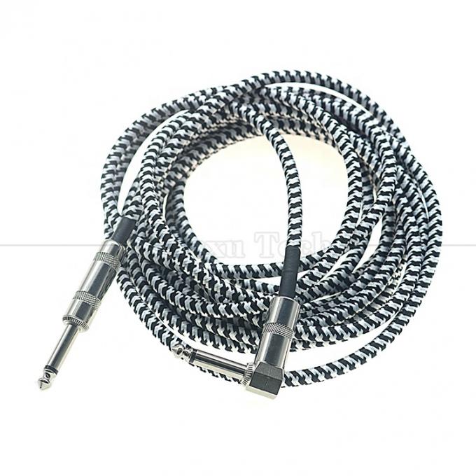 3M Drehwinkel geflochtenes Metall 6,35mm 1/4 TS Jack Audio Elektro-Gitarren-Effekt-Instrument Bass-Verstärker Patch Blei-Kabel 2