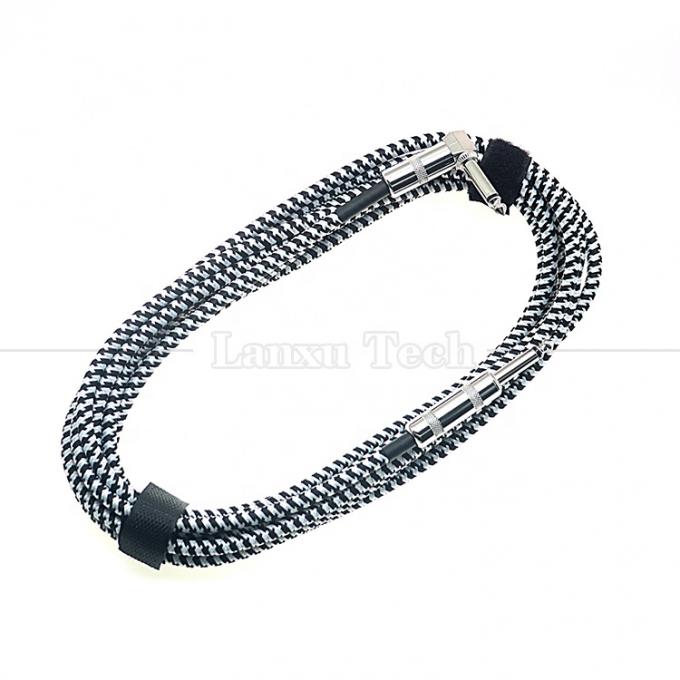 3M Drehwinkel geflochtenes Metall 6,35mm 1/4 TS Jack Audio Elektro-Gitarren-Effekt-Instrument Bass-Verstärker Patch Blei-Kabel 6