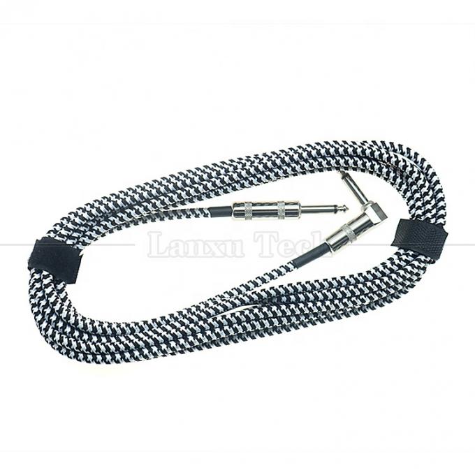 3M Drehwinkel geflochtenes Metall 6,35mm 1/4 TS Jack Audio Elektro-Gitarren-Effekt-Instrument Bass-Verstärker Patch Blei-Kabel 5