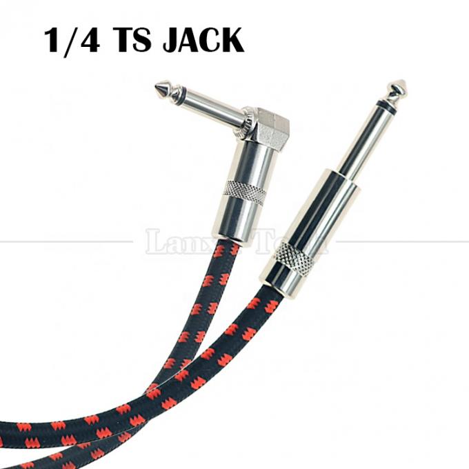 3ft 10ft 3m 5m 1/4 6.35mm Mono TS Rechtswinkel Jack Elektroinstrument Zubehör Verstärker Wirkung Gitarren Patch Kabel 3