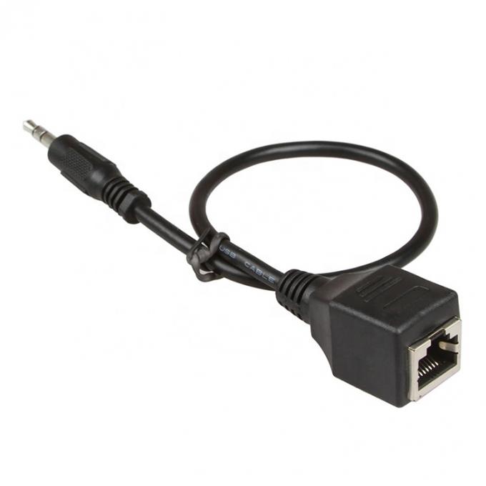 3.5mm Stereo Audio Jack zu RJ45 Female Socket Ethernet Extender Kabel 2