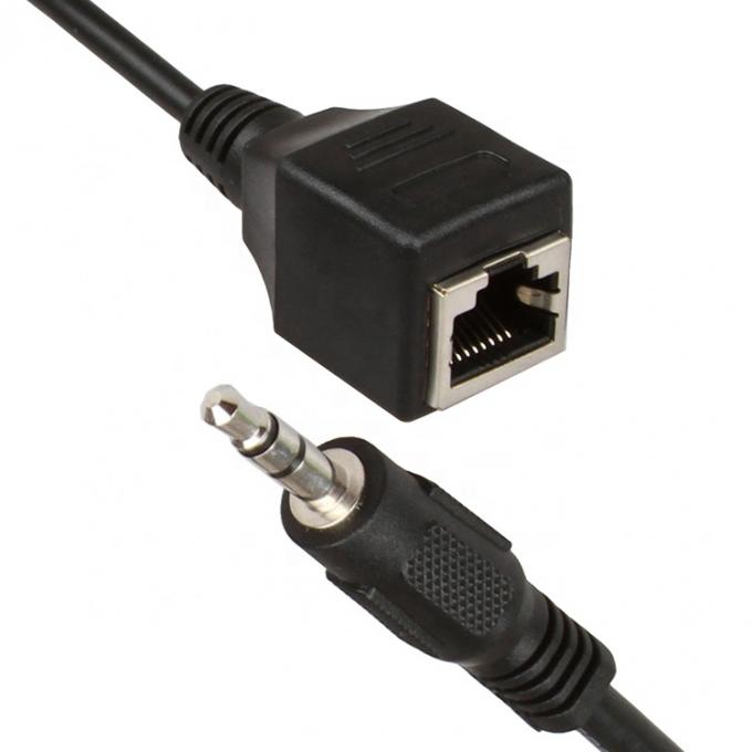 3.5mm Stereo Audio Jack zu RJ45 Female Socket Ethernet Extender Kabel 0